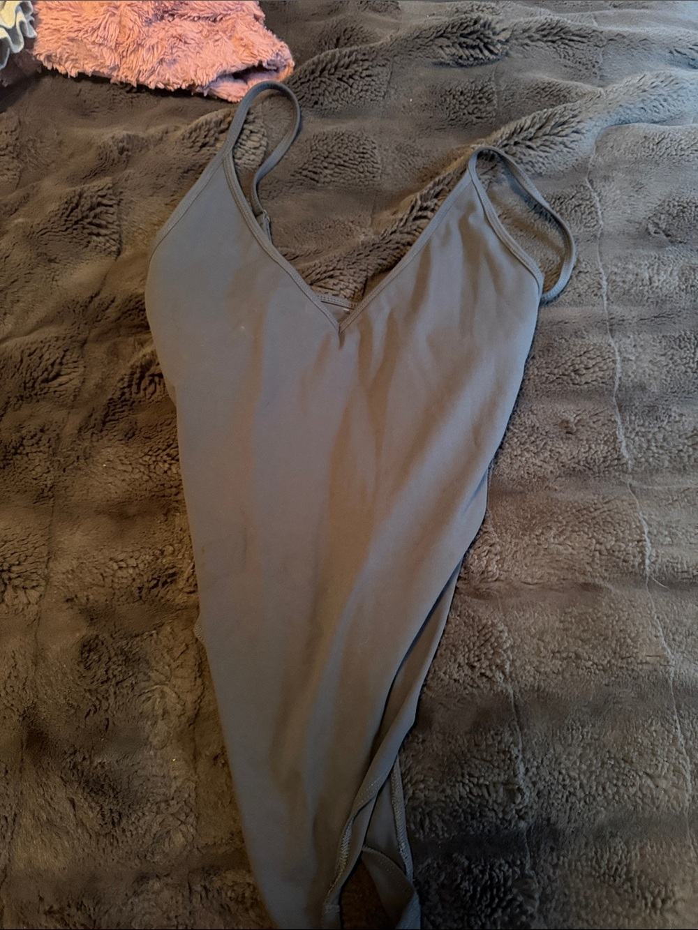 Garage Charcoal Gray V-Neck Spaghetti Strap Bodysuit
